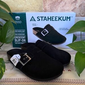 NEW Staheekum Women’s Crescent Buckle Suede Outdoor Casual Clog Shoes, Size 9